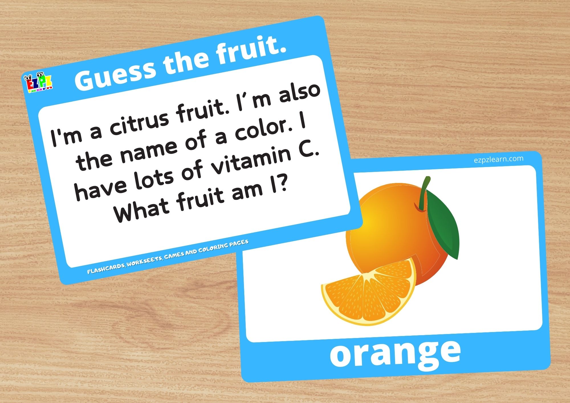 Fruit Guessing Game for Kids and ESL Students. Read the clues and then guess the fruit.